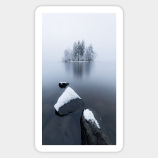 Island at the frozen lake Sticker